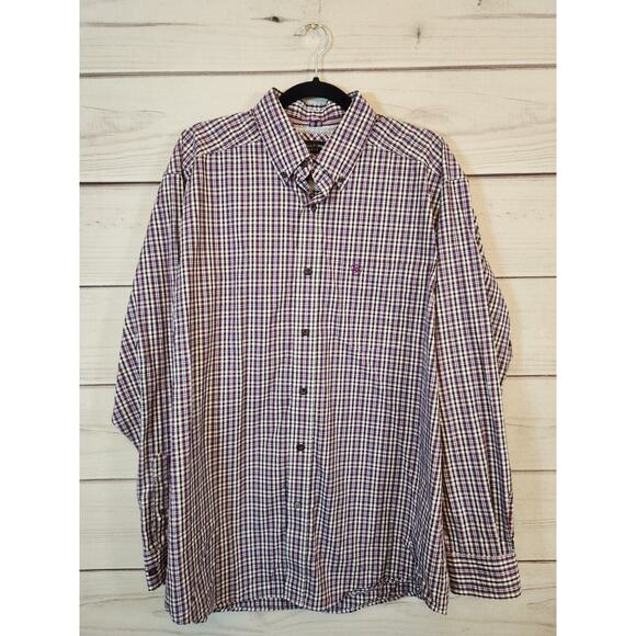 Ariat Other - Ariat Men's‎ Long Sleeve Purple Plaid Casual Button-Down Shirt Size L